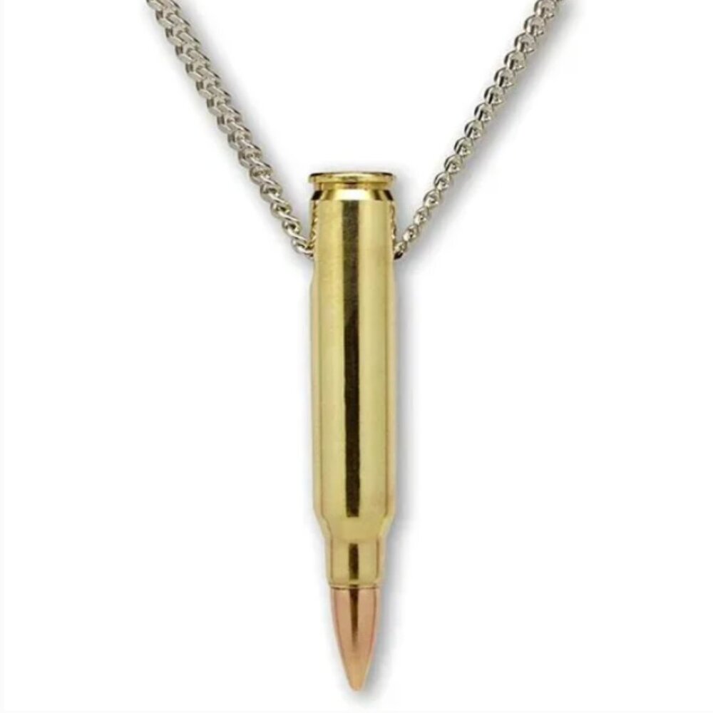 Elegant Gold-Tone Bullet Pendant Necklace